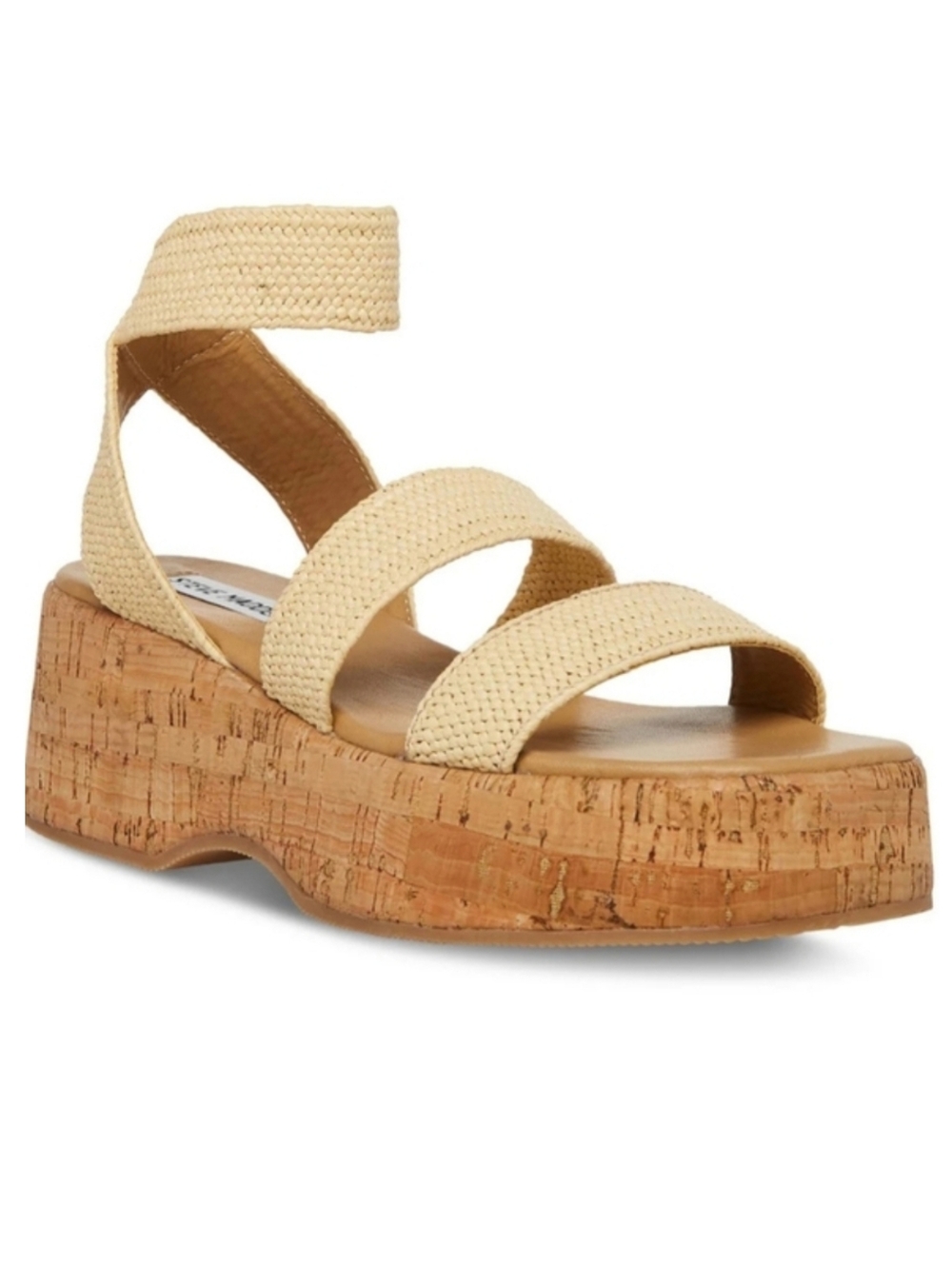 NIB Steve Madden Sashes Cork Ankle Strap Platform Sandals Sz 10 Raffia Festi